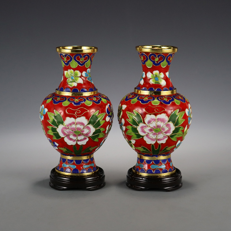 Beijing Jingtai Blue Vase Gift, cloisonne enamel filigree, silver blue background, flowers blooming, prosperity, Zhou ware, Lei Vase pic 4