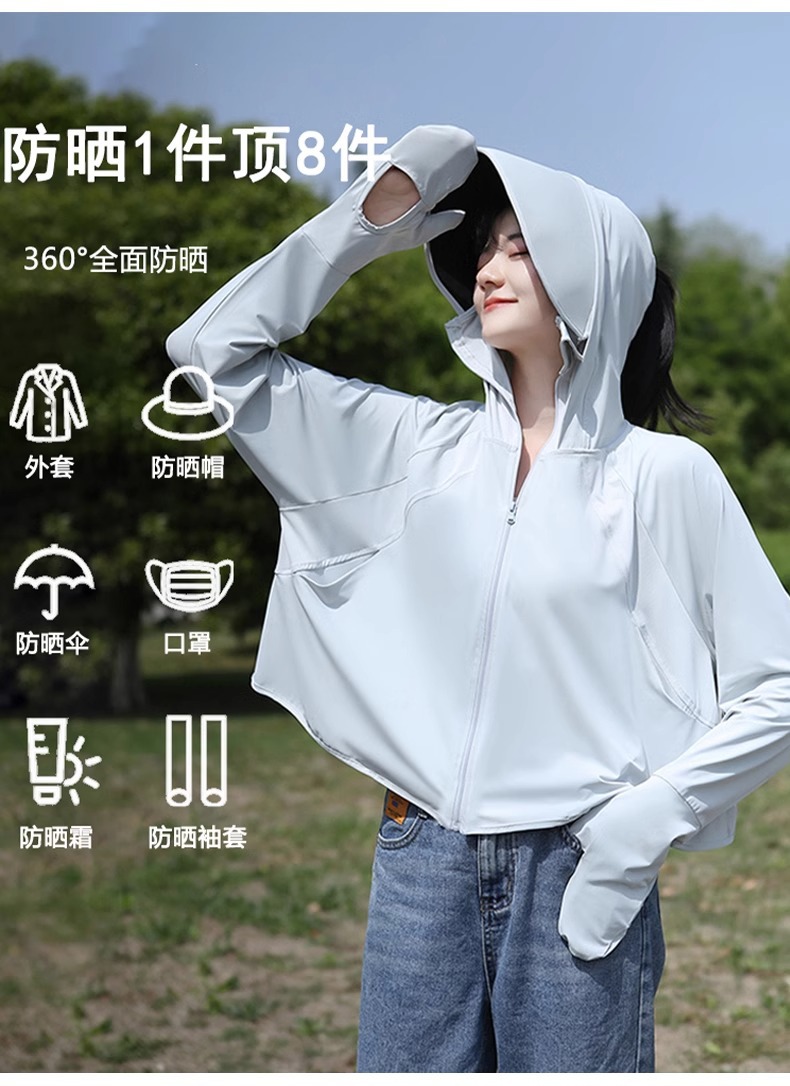 冰丝防晒衣女款2024新款夏季防紫外线UPF50+防晒服薄款防晒罩衫详情6