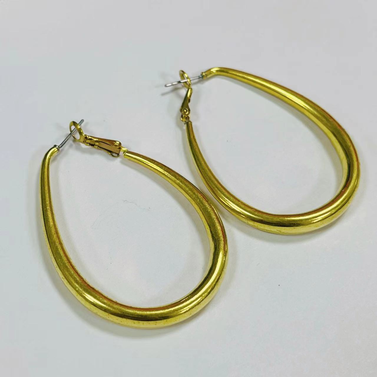 新款空心水滴耳环耳饰黄铜铜胚diy欧美高级感潮流饰品详情1