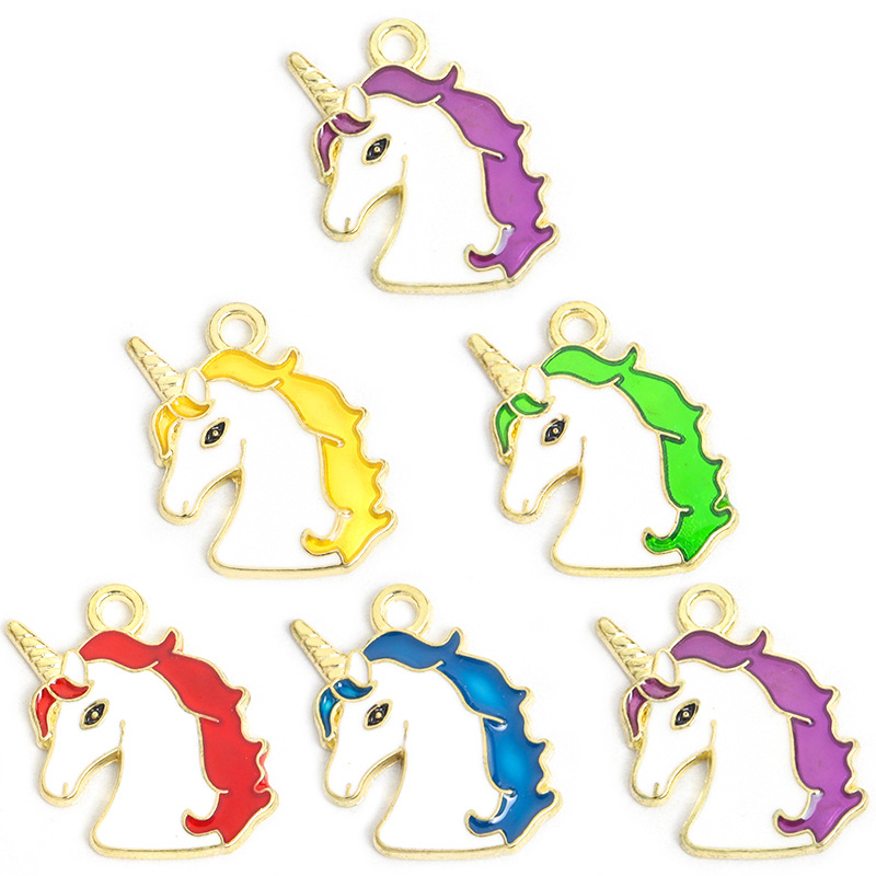 时尚卡通独角兽滴油合金挂件DIY饰品配件手链项链耳环钥匙扣吊坠详情3