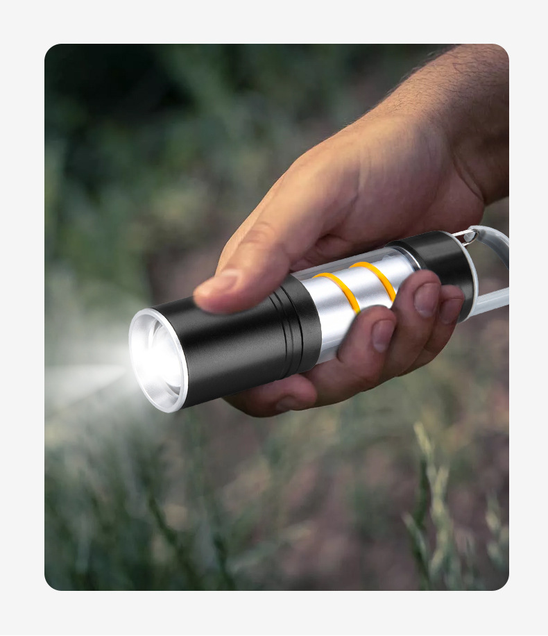 2025跨境新款迷你白激光强光手电筒充电便携led户外铝合金露营灯详情18