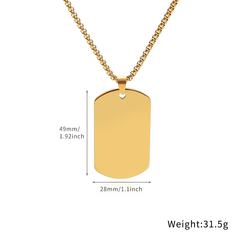 Cross-border European and American stainless steel military brand necklaces, laser engraving blank material manufacturer wholesale metal pendants pic 1