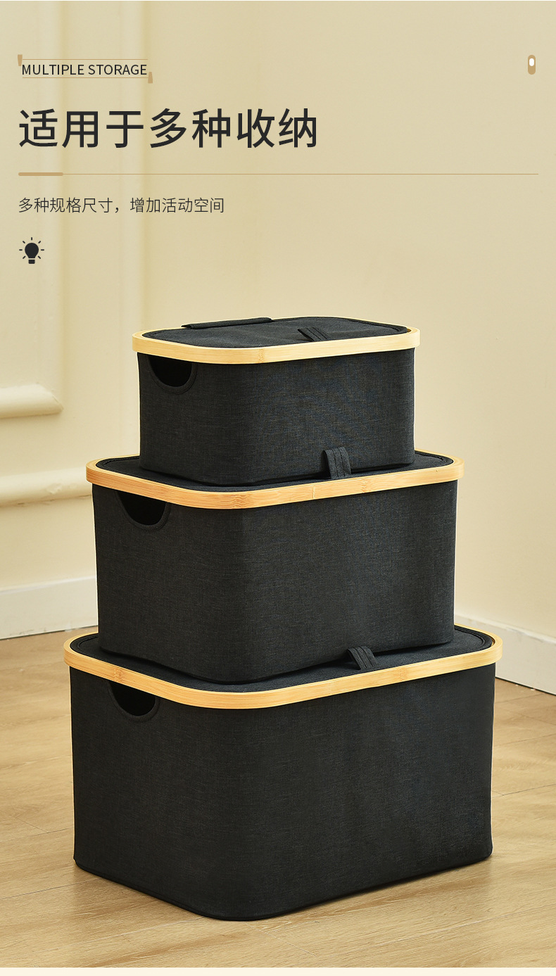 300D cationic laundry basket, fabric foldable laundry basket, bathroom and bedroom storage basket, storage basket pic 3