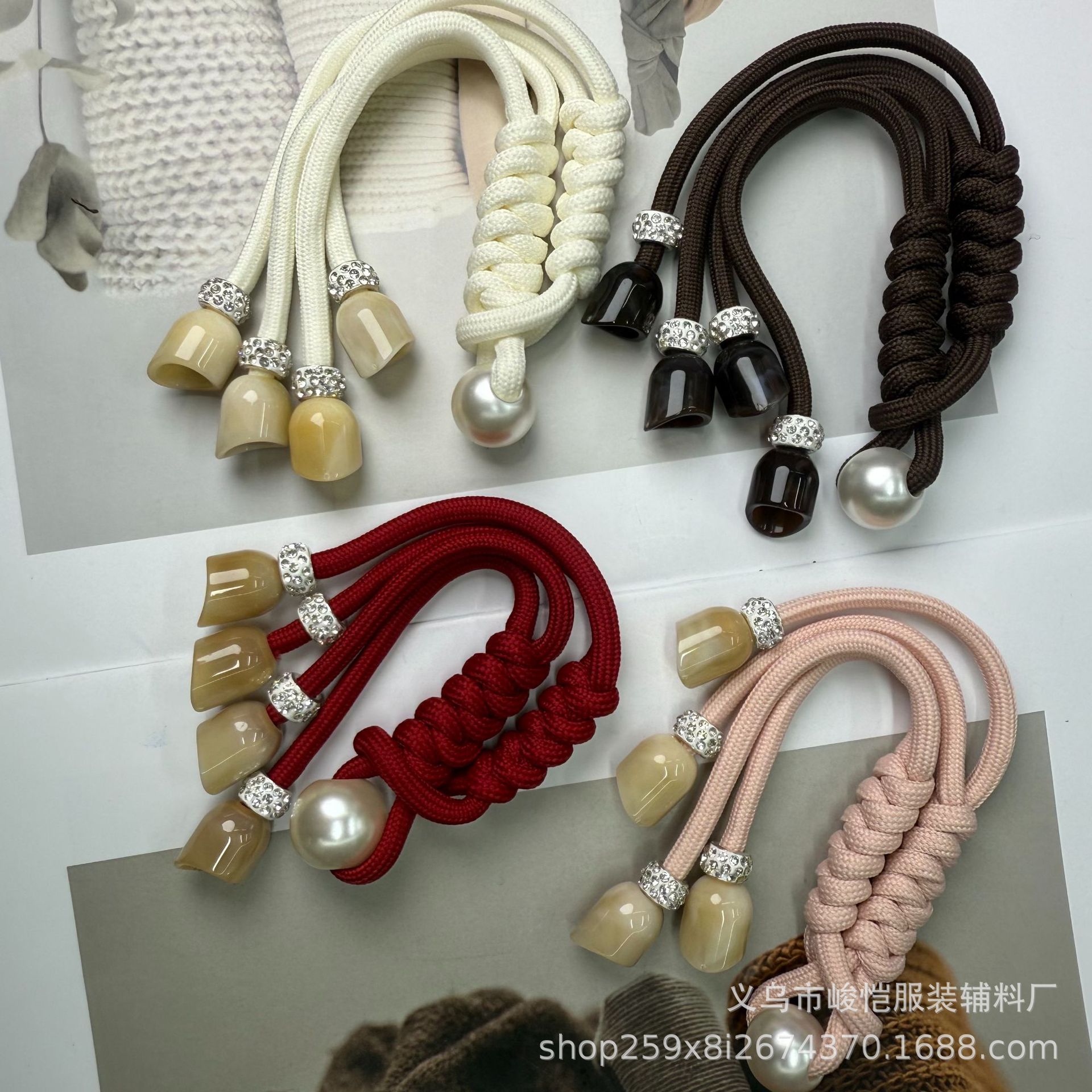 中式盘扣珍珠国风纽扣流苏中国结大衣对扣羽绒毛衣唐装汉服扣子详情15