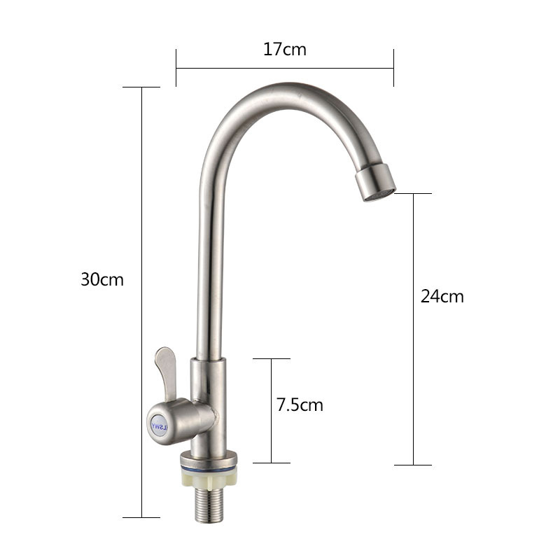 Kitchen single-cooling faucet, single-pipe cold water, 304 stainless steel sink, sink, ball bearing faucet, bathroom wholesale pic 17