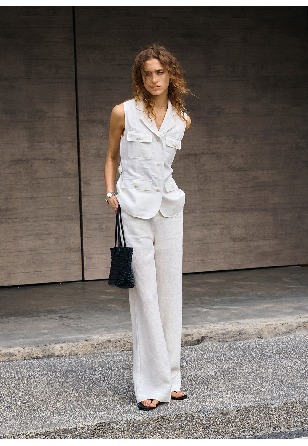 Linen loose straight-leg pants for commuting, long pants with a high-quality feel for old money, high-waisted fashionable linen casual pants for women in spring and summer pic 25