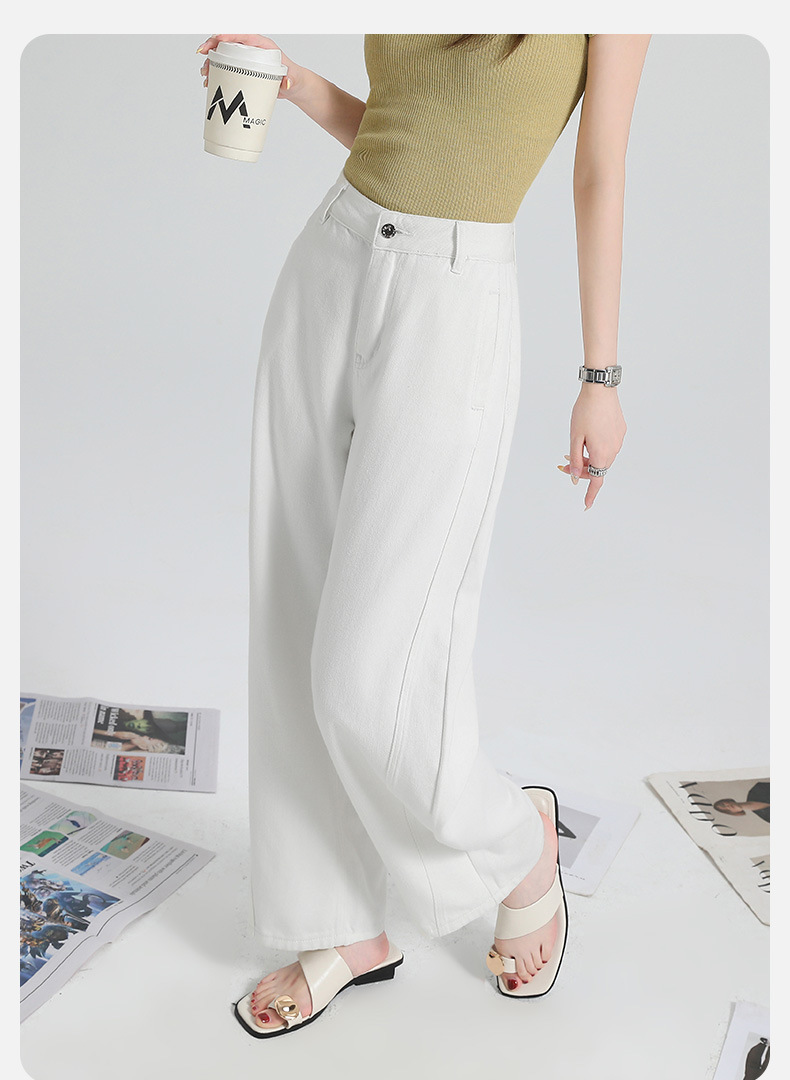 Summer white Tissel crescent-cut wide-leg pants are versatile and slimming. They feature a three-dimensional pocket design with folded edges and are high-quality long pants pic 8