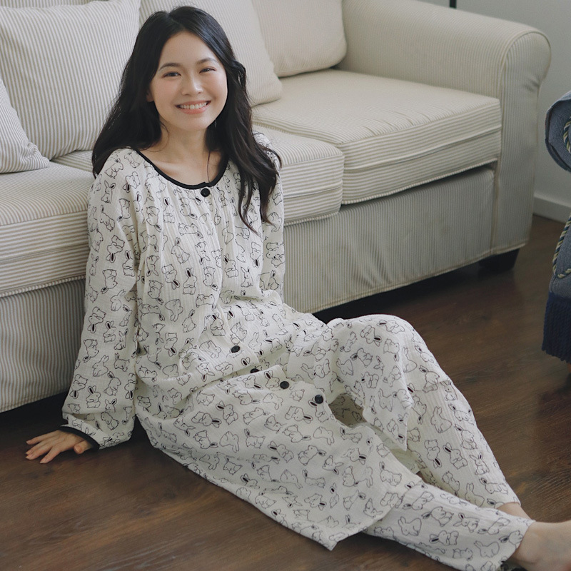 纯棉纱布月子服待产裙带胸垫孕妇睡衣女薄款春夏产后哺乳喂奶袍套详情19