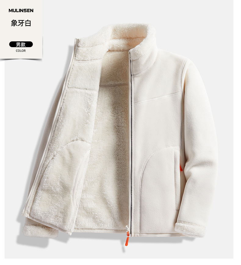 骆驼LNCAMEL 户外开衫抓绒衣女冲锋衣内胆珊瑚绒加厚摇粒绒外套男详情19