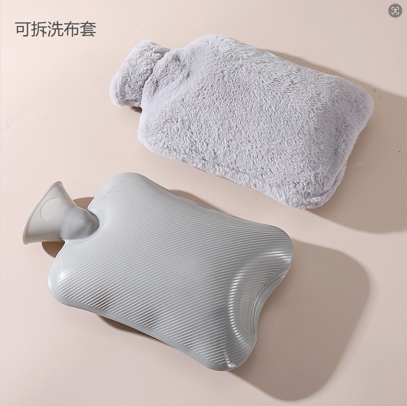 仿兔毛热水袋注水暖手持久保暖大容量水晶超柔暖水袋PVC暖手宝灌详情4
