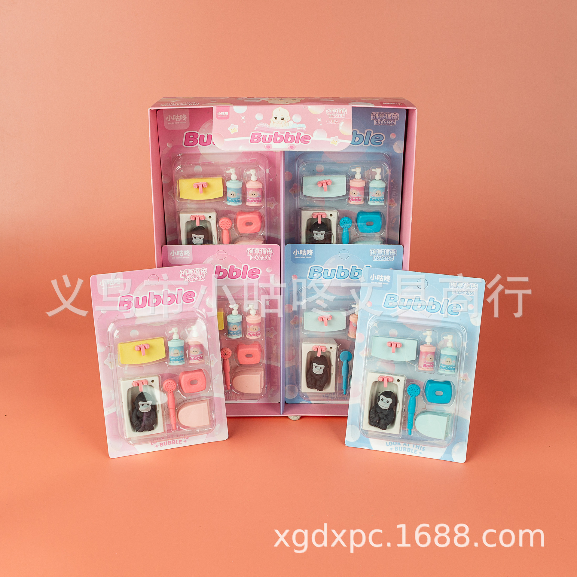 xgd-2408卡通浴室沐浴露洗发水泡澡桶小板凳花洒浴室系列套装橡皮详情18