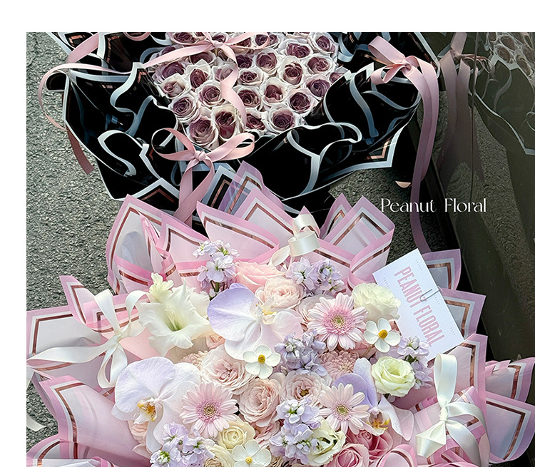 罗兰 烫金世界之窗鲜花包装纸防水opp膜礼物花店花束包花材料批发详情9