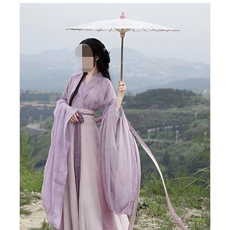 国潮-半夏魏晋风成人汉服女学生印花交领广袖中国风八破裙古装日常详情2
