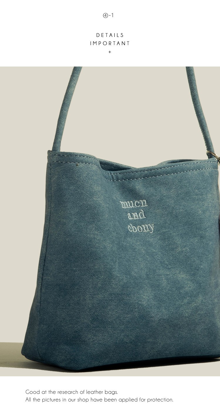 高级质感水桶包女士牛仔腋下包2025新款百搭大容量通勤单肩包女详情3