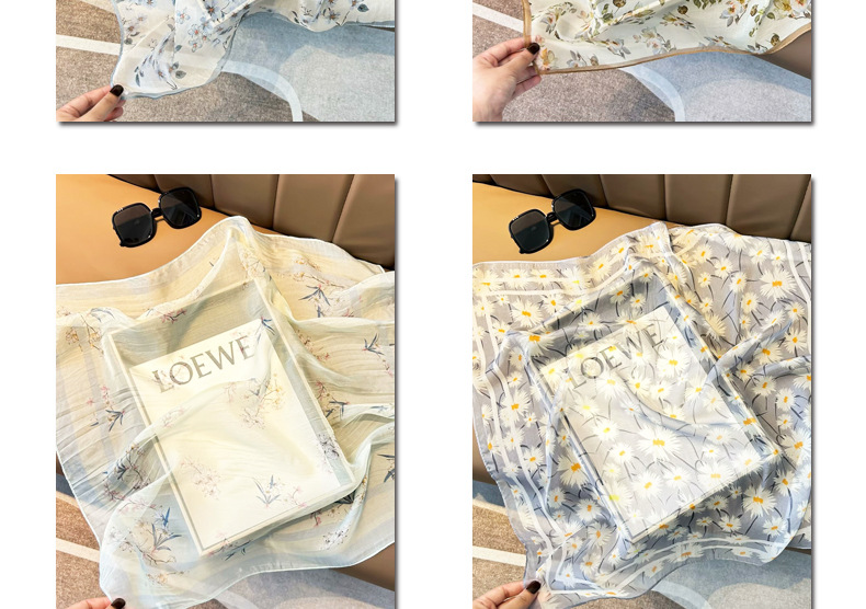 薄款丝巾70*70真丝雪纺丝巾碎花 100%桑蚕丝围巾女绑包小方巾批发详情7