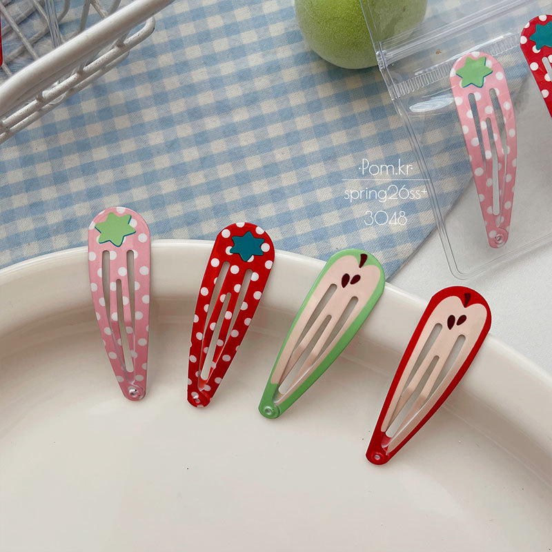 Spring Korean-style cute frue-themed baby clips, 5cm, children's and babies' playful forehead hair break-up clips, double-set hair clips pic 5