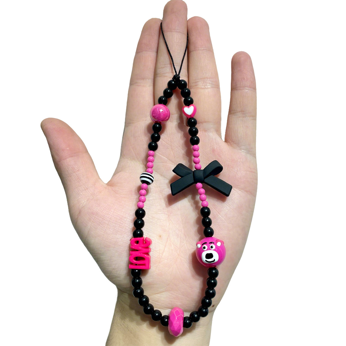 Gradient color-blocking cartoon beaded mobile phone chain, cute 3D doll hand-painted pendant, girlish Ins-style ccd pendant pic 10