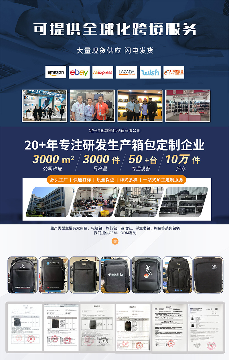 双肩背包跨境大容量电脑背包男多功能背包厂家批发可印logo双肩包详情4