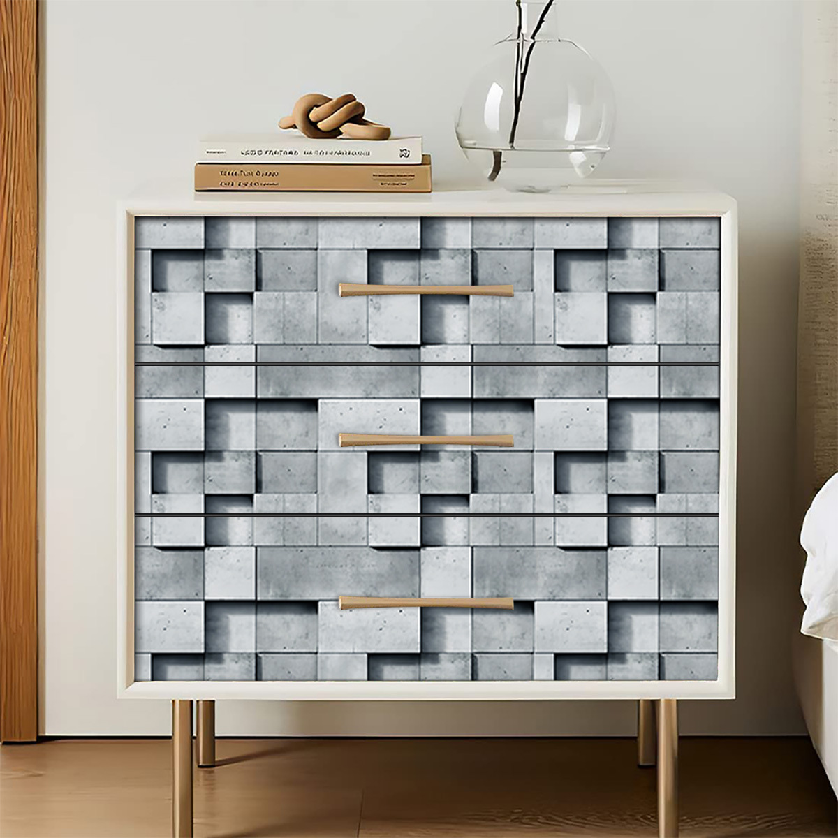 跨境仿格栅木条纹3d立体自粘墙贴防水加厚背景墙装饰壁纸家装定制详情40