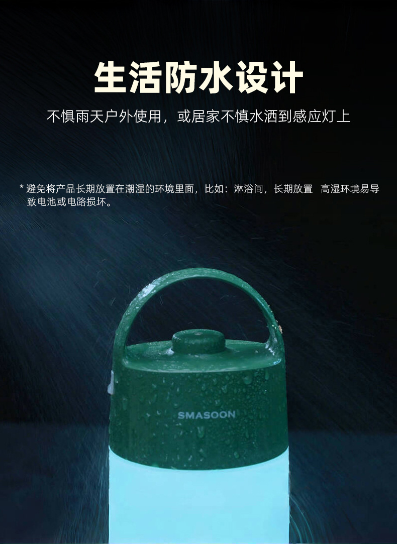 Export and foreign trade of rechargeable camping lights, portable hanging revolving lights, desk lamps, human body sensor lights, led lights, sensor camping smart night lights pic 4