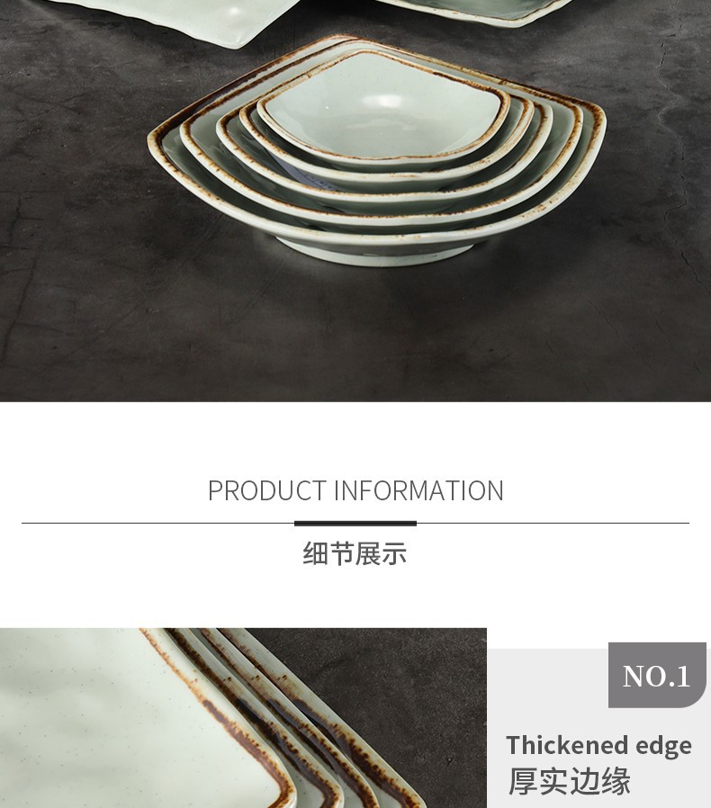 密胺盘子仿瓷塑料凉菜碟酒店餐厅商用四方翘角盘炒菜盘盖浇饭盘子详情12
