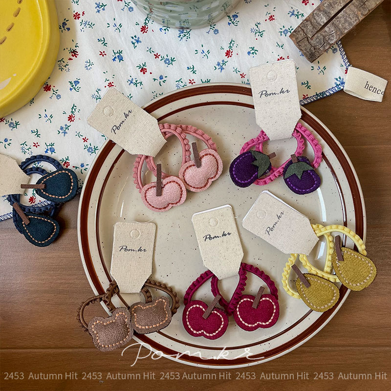 Soft and cute fruit-shaped lace hair band cartoon new autumn and winter hair band baby hair tie high elasticity hair band pic 2