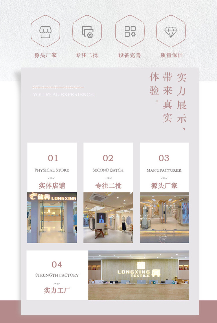 时尚女装面料展示模特穿着623雪纺皱有光熊猫图案连衣裙背景同款面料特写详情2