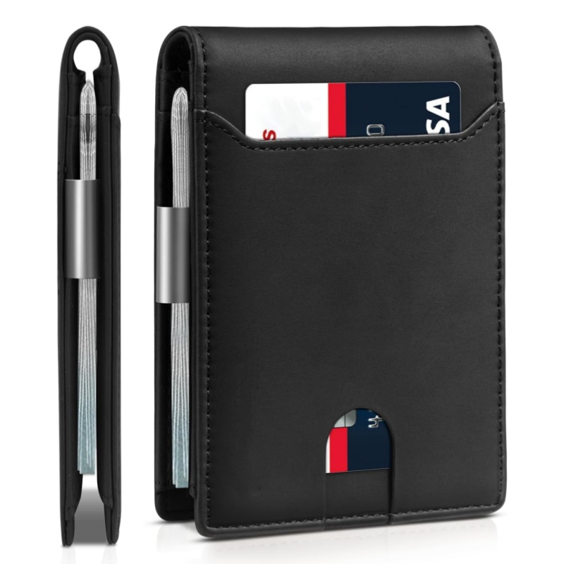 现货欧美碳纤维男士卡包简约皮夹钱包男翻盖二折超薄男士钱包跨境详情11