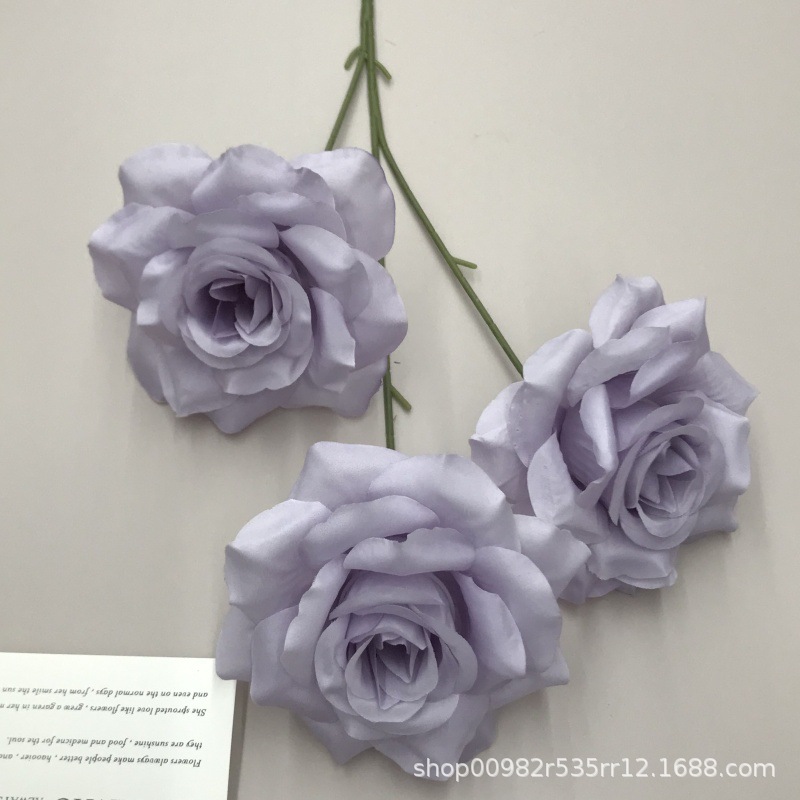 婚庆仿真3头钻石玫瑰花绢布家居软装摆件假花婚礼堂路引插花排束详情8