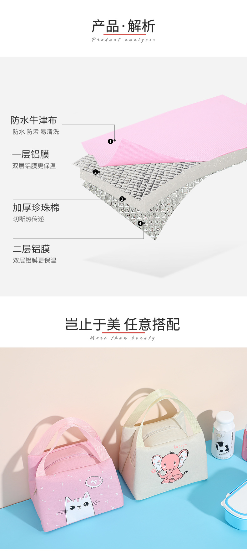 Factory direct sales and wholesale of student lunch boxes and bags, Oxford cloth lunch boxes and bags, camping and picnic bags pic 6