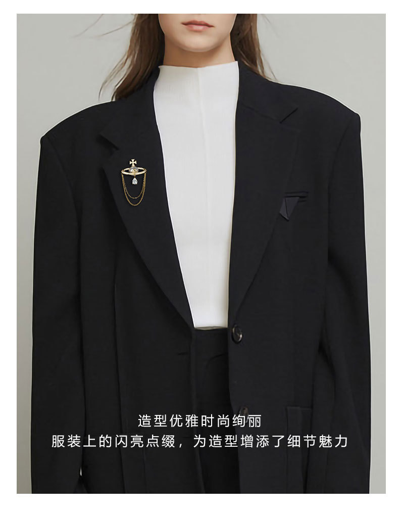 Western Queen Saturn tassel brooch, French Star pearl pin, niche and high-end style, brooch, commemorative gift decoration pic 16