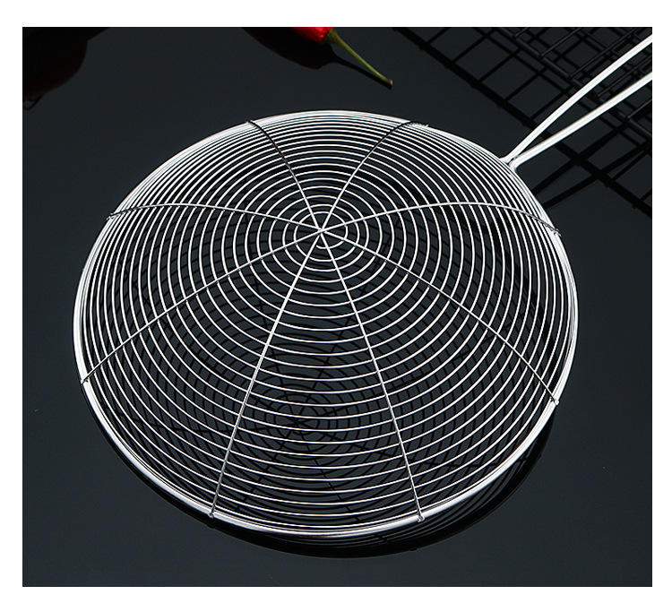 Stainless steel large strainer, household kitchen oil-frying filter, wire strainer, round tube, double-wire large noodle and dumpling scooping strainer pic 16