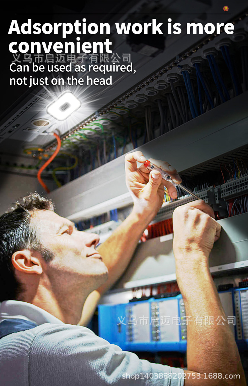 跨境新款COB吸磁迷你头戴灯便携式USB充电跑步头灯红蓝光头戴式电筒详情12