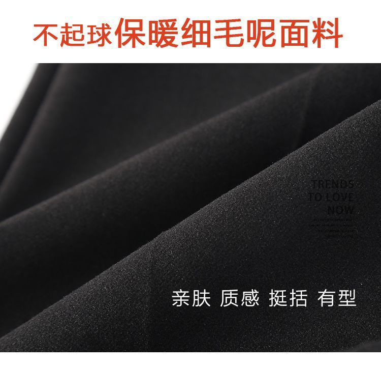 黑色毛呢半身裙女秋冬高腰设计感后开叉A字西装料中长包臀一步裙详情3