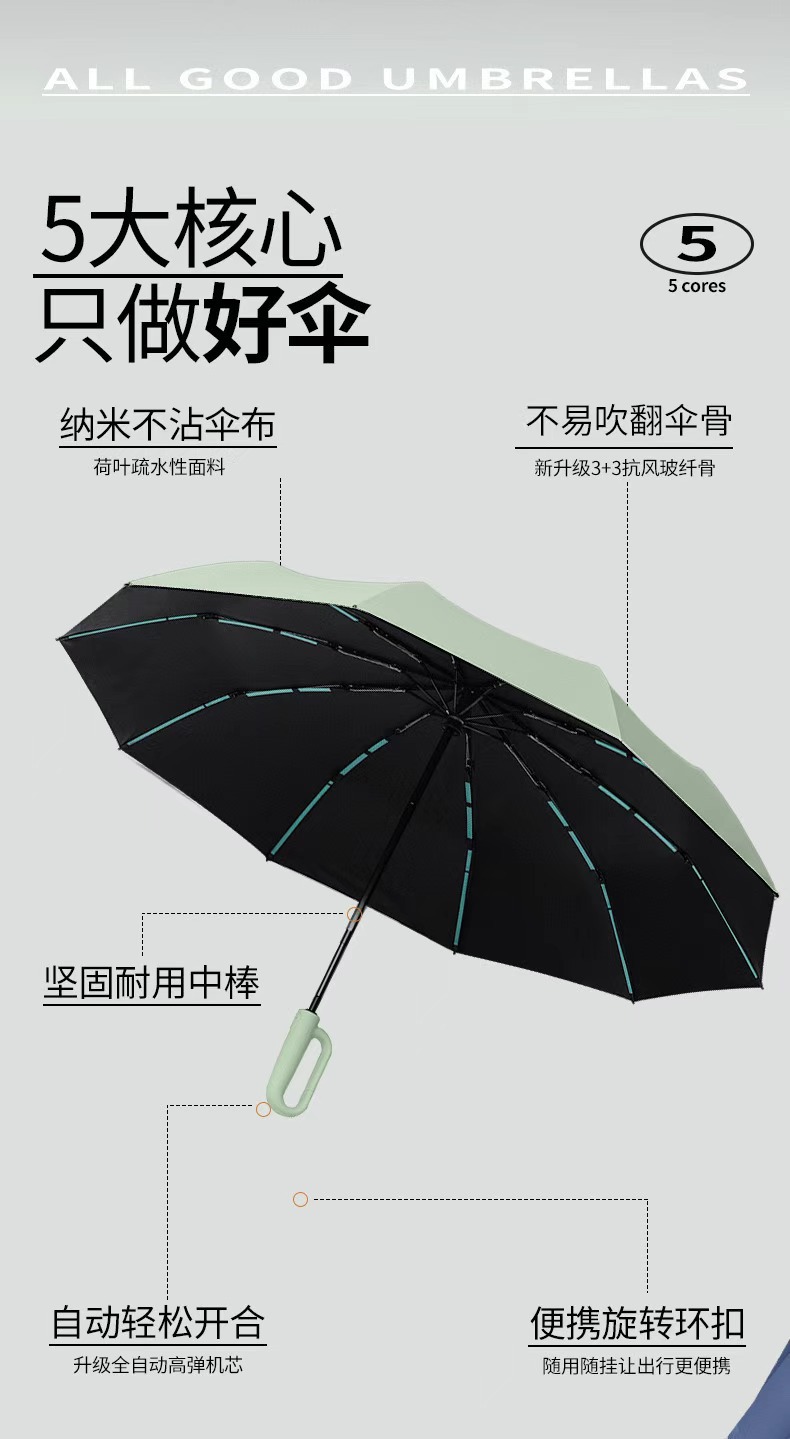 全自动60骨环扣雨伞批发定制晴雨两用遮阳伞防晒折叠伞商务太阳伞详情5
