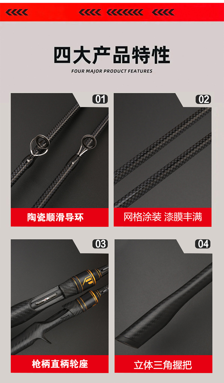 跨境路亚竿批发枪柄直柄海竿路滑竿ml中快调路亚竿泛用杆详情9