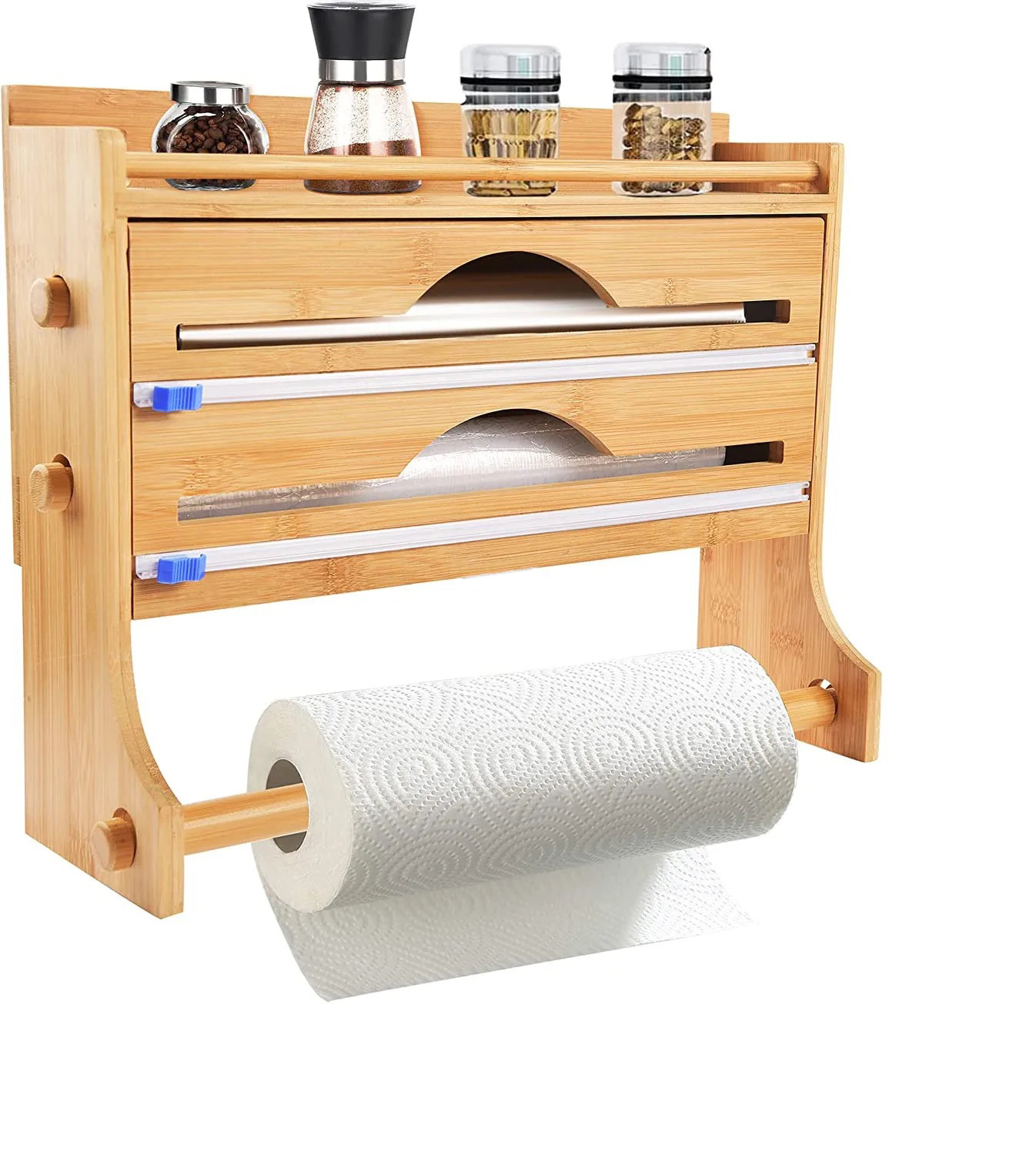 简约大气家用厨房竹制箔盒保鲜膜锡纸保鲜袋收纳盒详情4