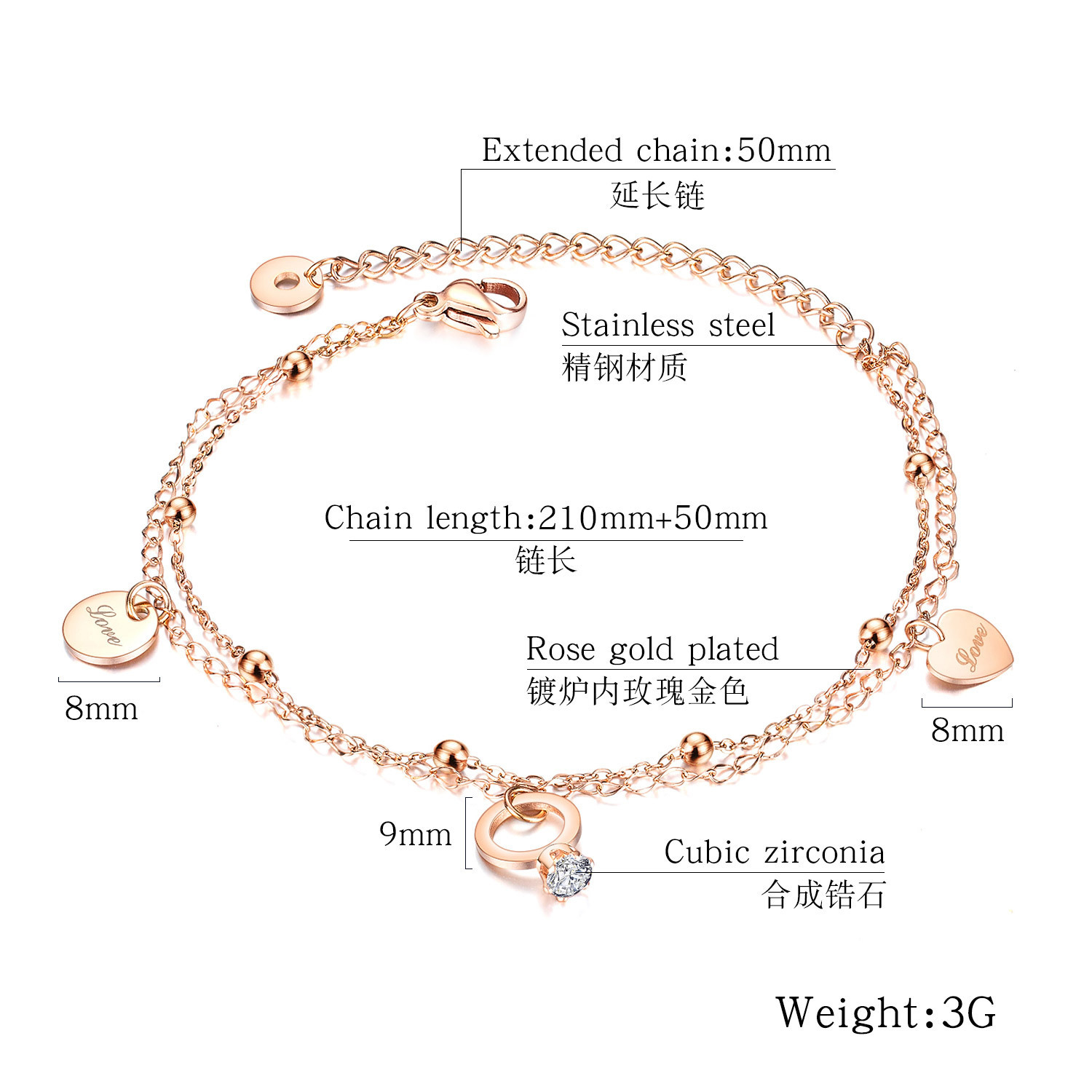 韩版简约时尚夏季百搭气质脚饰个性小众高级感镶钻钛钢脚链女详情1