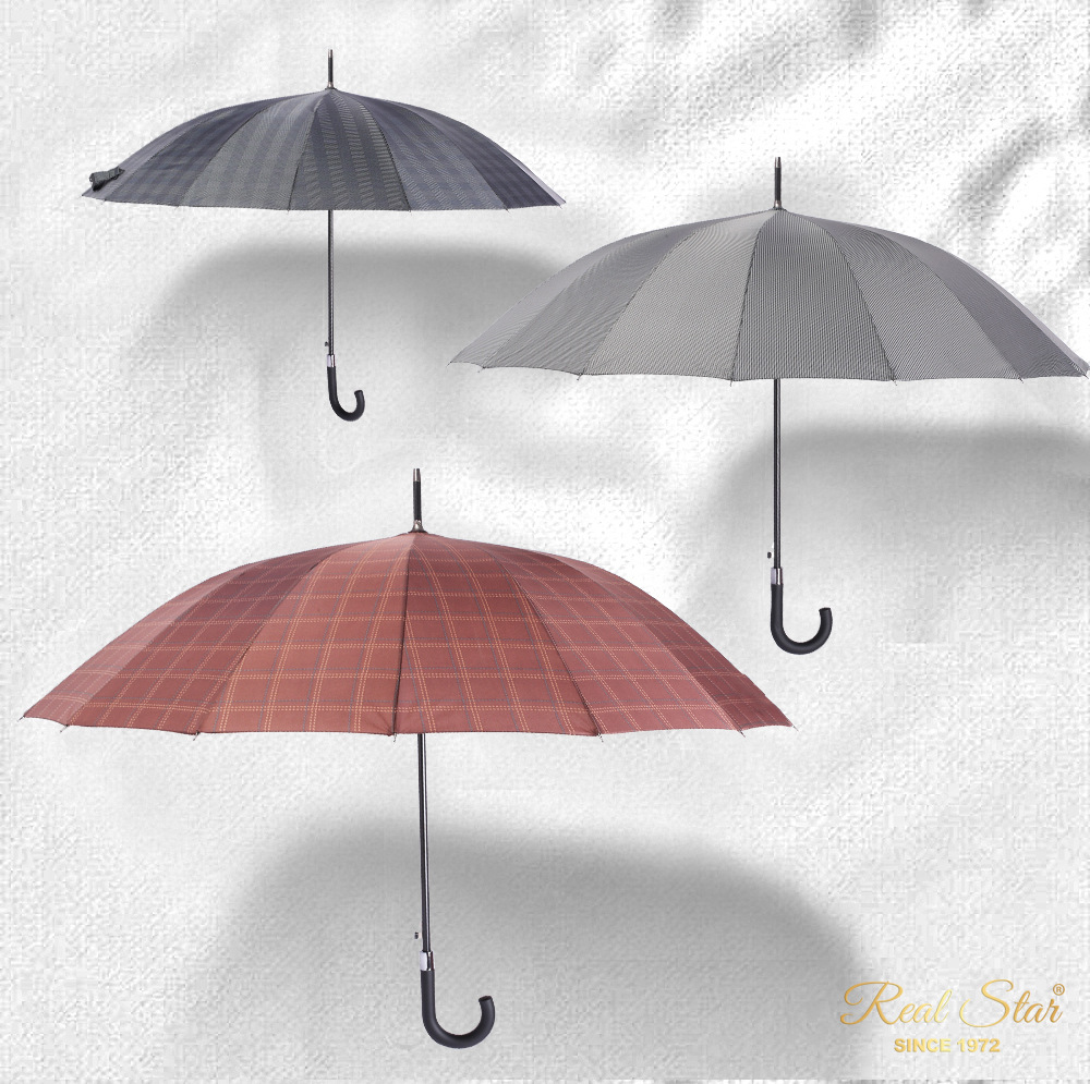 REAL STAR星宝新款男士商务伞16骨格子商务伞25寸外贸长雨伞现货详情6