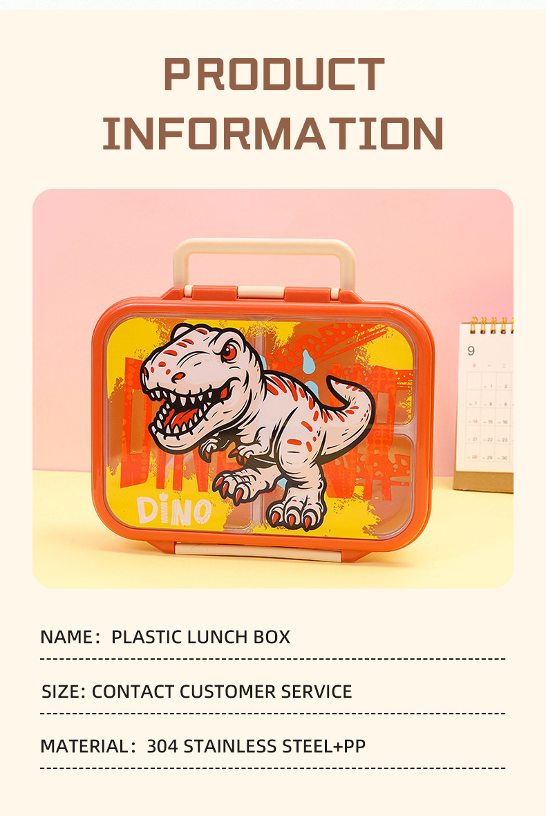 跨境新款食品级塑料饭盒儿童卡通可爱午餐盒学生分格密封便当盒详情6