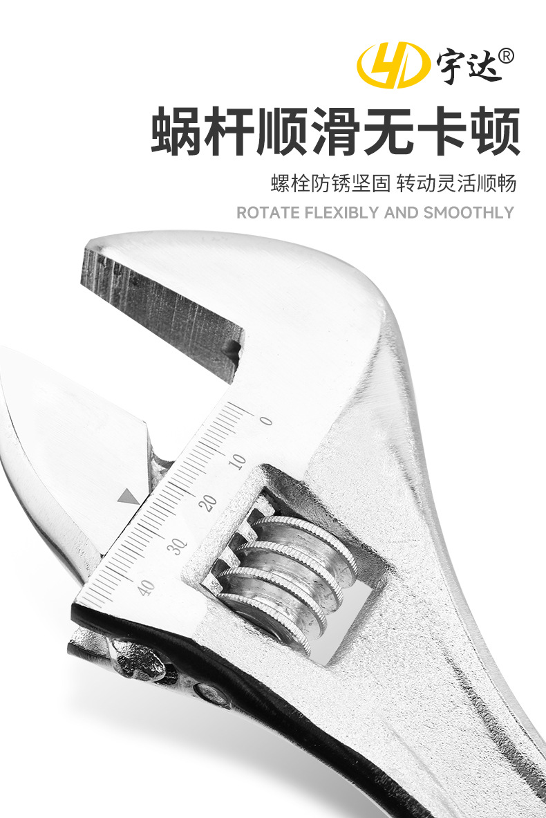 Wholesale adjustable wrenches from the manufacturer, 12-inch and 10-inch large opening pipe wrenches, dual-purpose chrome-plated pipe wrenches pic 4