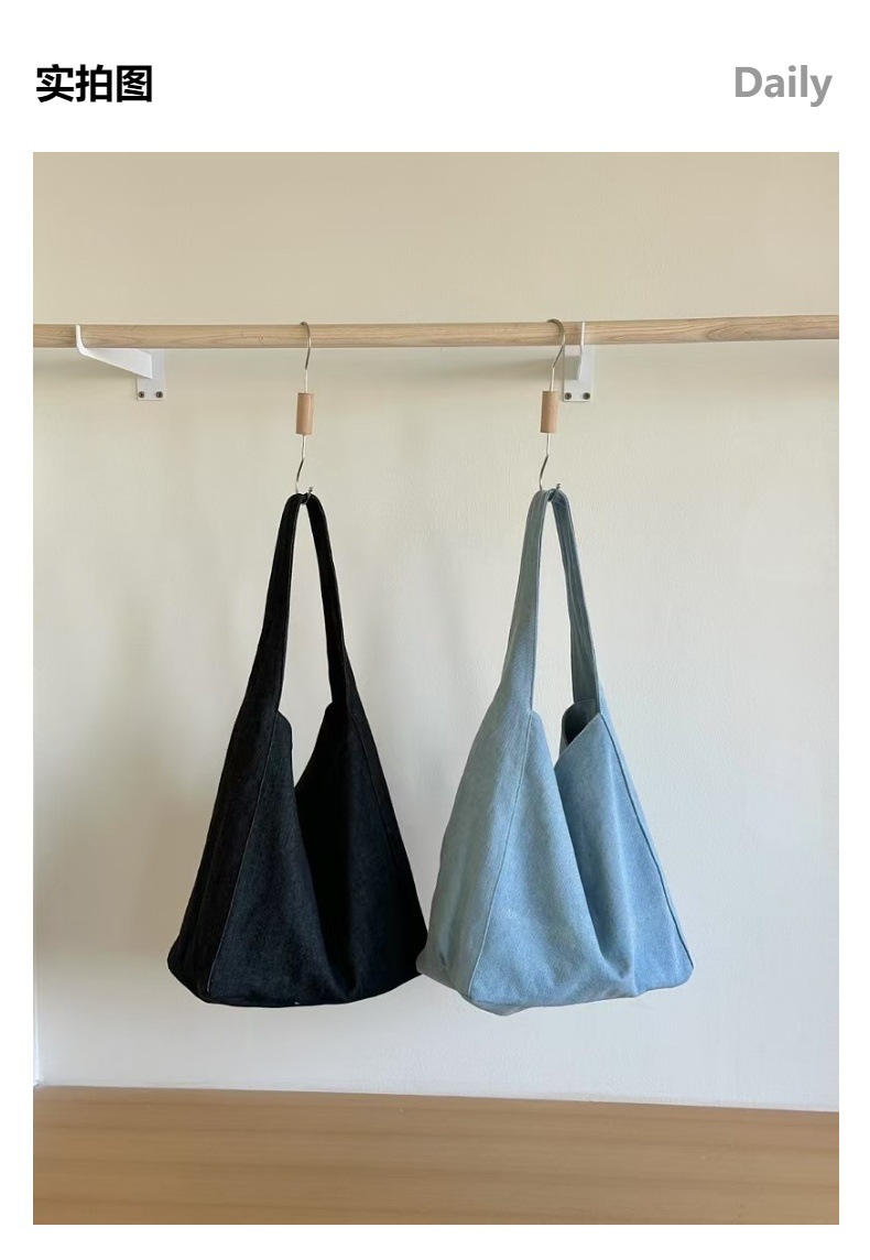 Niche design sense canvas bag, large-capacity Korean-style laid-back single-shoulder bag, 2025 commuter student underarm tote bag pic 9