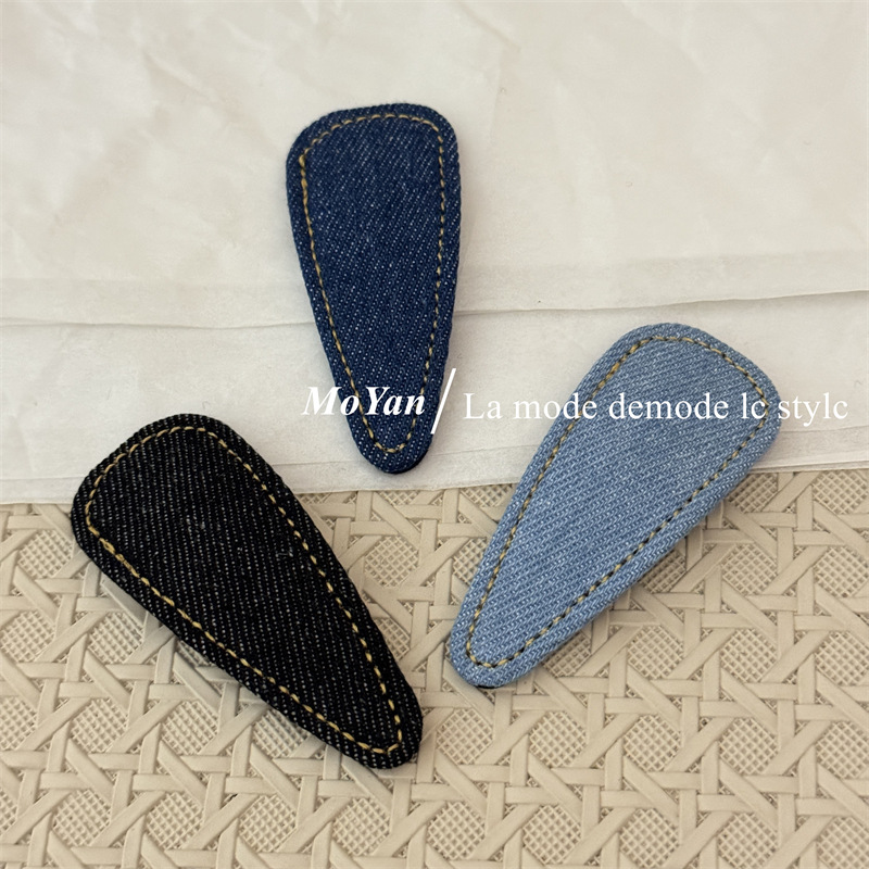 复古简约牛仔蓝高级感新款发夹碎发发卡刘海BB夹气质百搭侧边夹子详情5