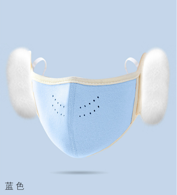 儿童保暖口罩护耳耳罩二合一纯色透气立体男女孩学生防寒毛绒耳套详情3