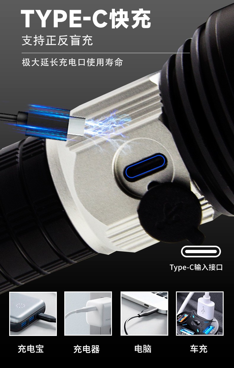 派力德新品强光手电筒远光近光多灯铝合金多功能磁吸白激光手电详情19