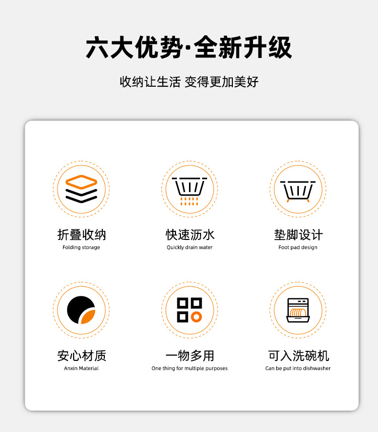 沥水篮水果篮多功能可折叠便携塑料大容量加高踮脚家用厨房洗菜篮详情2