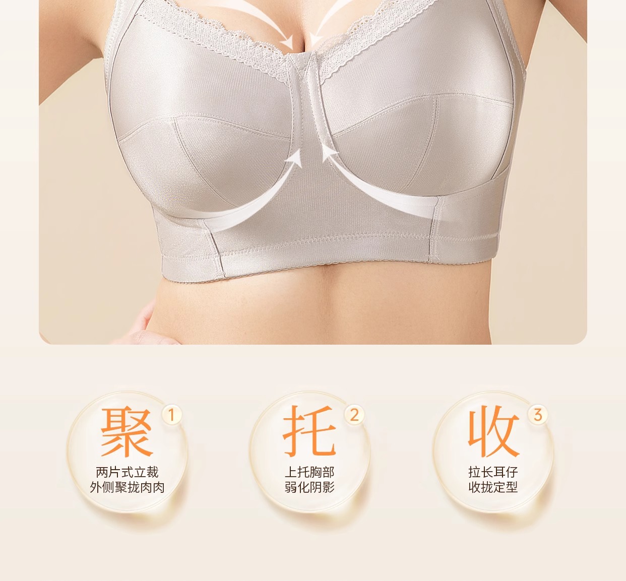 全罩杯大码无痕内衣大胸显小胸调整型收副乳防下垂女薄款矫正文胸详情12