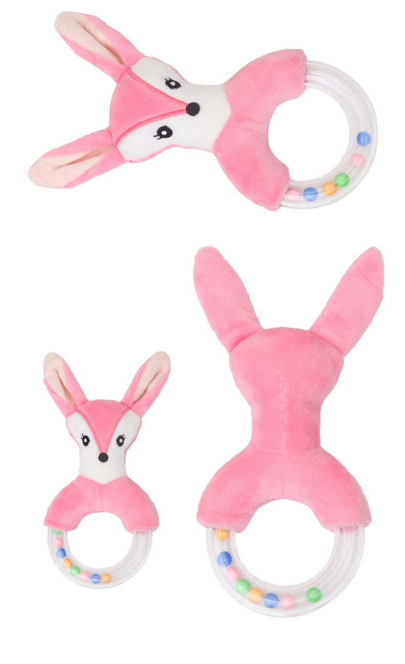 BBSKY baby cartoon animal plush doll, colorful beads, hand-held bed, bell ring, rubber particles, bell ring, round handle pic 37