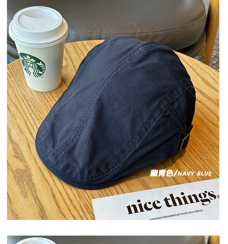Solid color retro British-style newsboy cap for women, simple and versatile artistic beret for women, and baseball cap for men pic 16