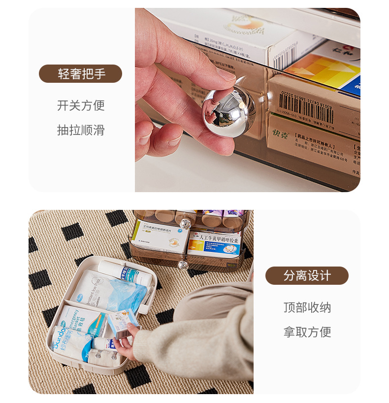 防儿童带锁密码医药箱常备药大容量家用抽屉式药品药物药膏收纳盒详情13